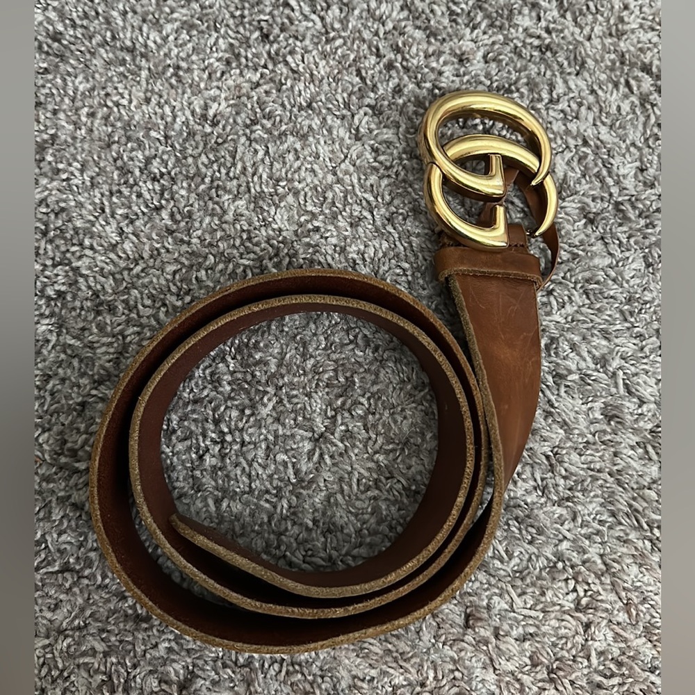 Authentic Leather double GG Gucci belt 85-34